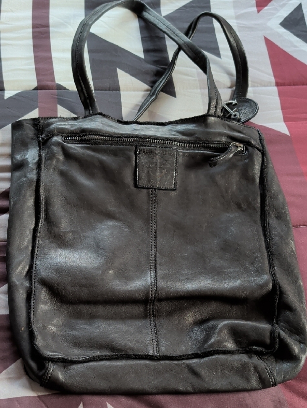 Black Studded Leather Tote with Anchor Accent - Picture 5 of 7